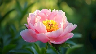 娇艳盛开的粉色芍药花