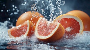 西柚入水瞬间 汁水飞溅