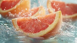 西柚入水瞬间的清新画面