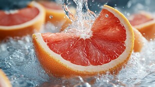 西柚入水瞬间的清新画面