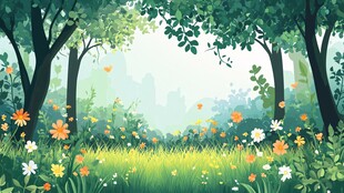 春日森林花卉梦幻景象