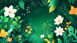热带花卉绿植梦幻场景