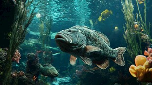 水族馆中的大鱼与缤纷海洋生物