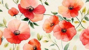 水彩风艳丽花朵图案