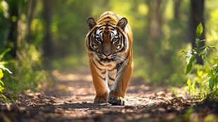 森林中独行的威猛老虎