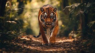 森林中独行的斑斓猛虎