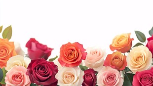 多彩玫瑰绽放美丽花簇