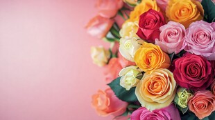 多彩玫瑰绽放浪漫氛围