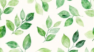 清新绿叶水彩无缝图案