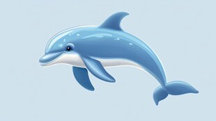 可爱蓝色海豚插画形象