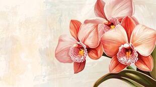 粉色娇美兰花水彩画