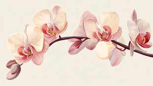 优雅粉色兰花枝