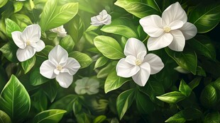 清新绽放的白色栀子花