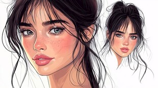 梦幻风格双视角少女插画