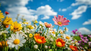 缤纷花海 绽放在蓝天之下