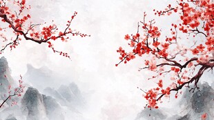 水墨红梅图 尽显东方韵味