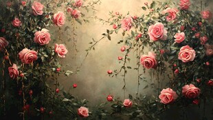 梦幻粉色玫瑰藤蔓景观