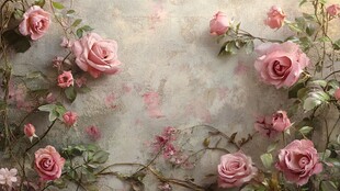 复古风粉色玫瑰背景图