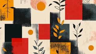 几何植物抽象艺术图案