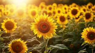 向日葵花海沐浴在阳光下