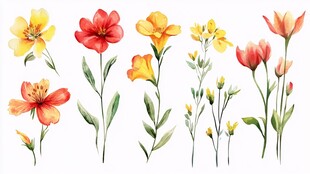 水彩花卉集合插画