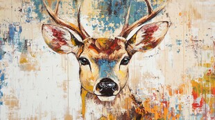 鹿的多彩艺术肖像画