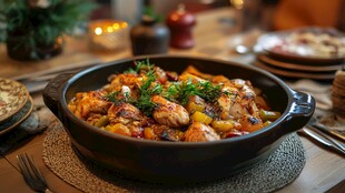 美味佳肴摆于温馨餐桌