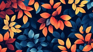 多彩秋叶图案背景纹理