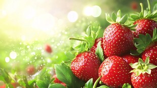 新鲜诱人的草莓果实