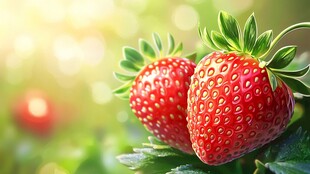 新鲜诱人的成熟草莓