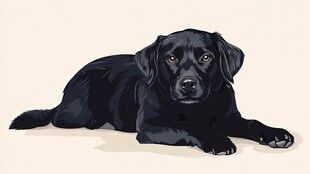 趴着的黑色拉布拉多犬