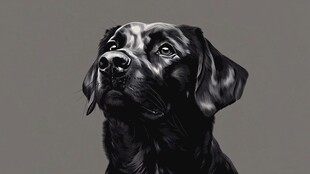 黑色拉布拉多犬肖像特写