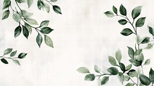 清新绿叶水彩背景图