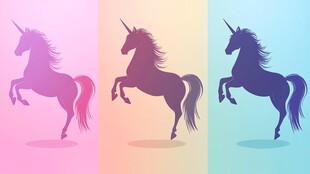 三匹梦幻独角兽剪影