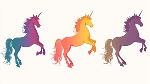 三色独角兽剪影