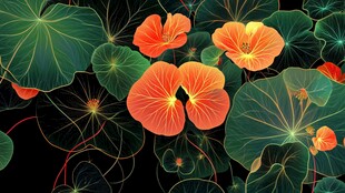 橙花绿叶的梦幻植物景观