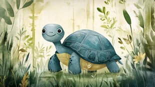 森林中的可爱小海龟