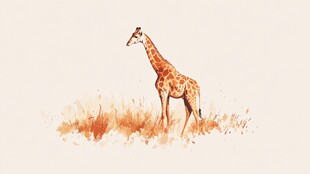 独处长草中的优雅长颈鹿