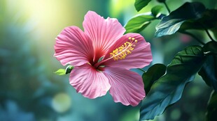 娇艳木槿花绽放瞬间