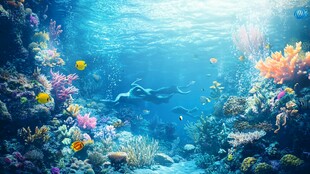 梦幻海底世界的自由潜水者