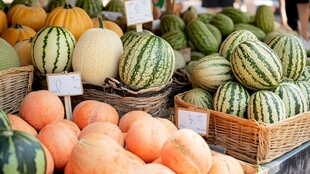 市场中的多样新鲜瓜类