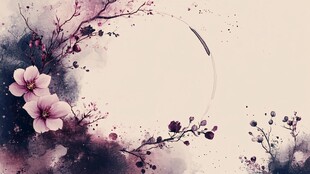 水墨樱花图 淡雅中式意境