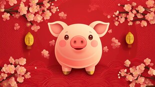 萌趣小猪贺岁 喜庆中国风