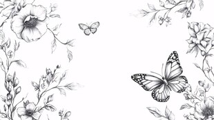 黑白花卉蝴蝶装饰图案