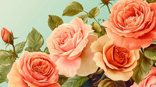 娇艳粉玫瑰绽放画面