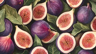 缤纷无花果与绿叶的视觉盛宴