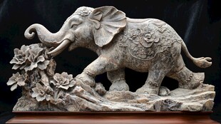 石雕大象摆件 精致工艺