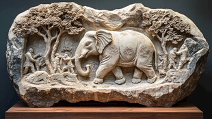 大象石雕 自然场景中的生灵