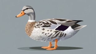 站立的灰羽野鸭插画