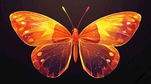 梦幻橙色蝴蝶插画